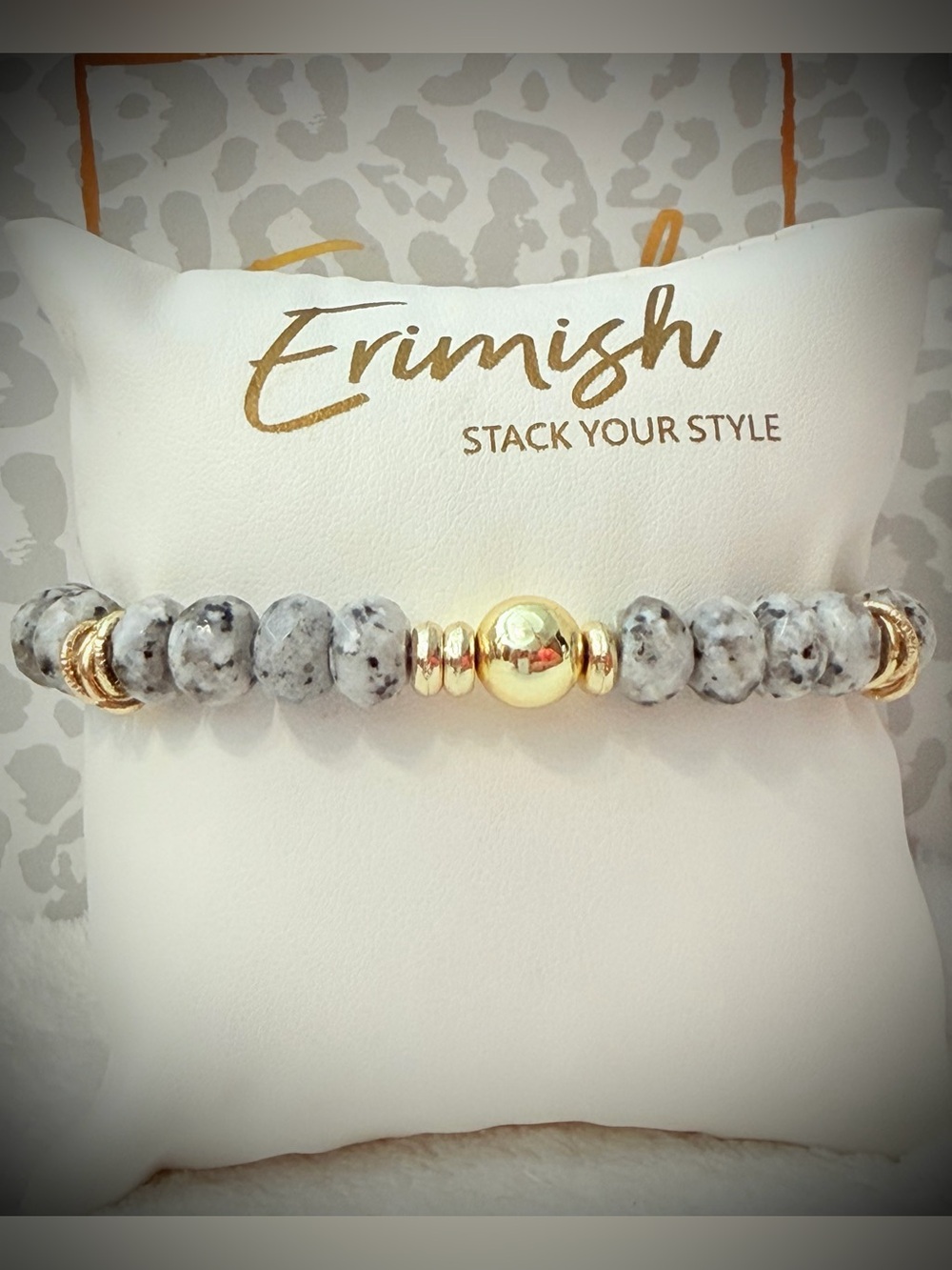 New ERIMISH Bracelet - Gray Natural Stone & Gold